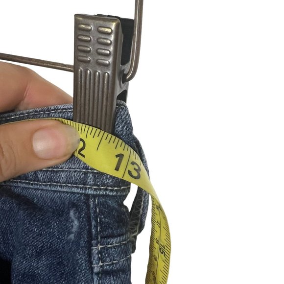 Hollister Ultra High Rise Distressed Cut Off Dark Wash Denim Shorts 00 - Picture 8 of 9